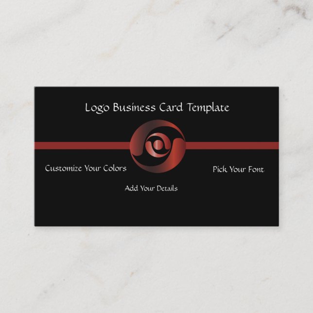 Metallic Corporate Logo - Simple Red Logo Business Card (Front)