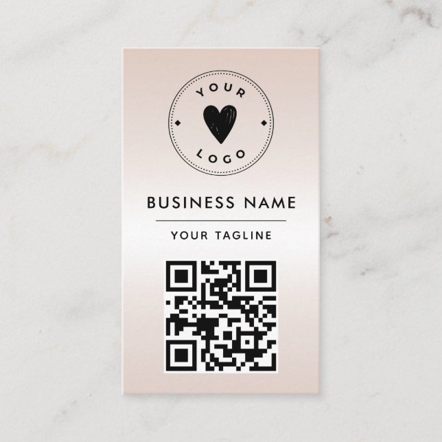 Metallic Cream Gradient Add QR Code Logo & Social Business Card (Front)