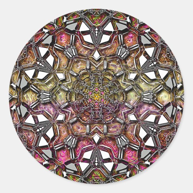 Metallic Crystal Mandala Classic Round Sticker (Front)