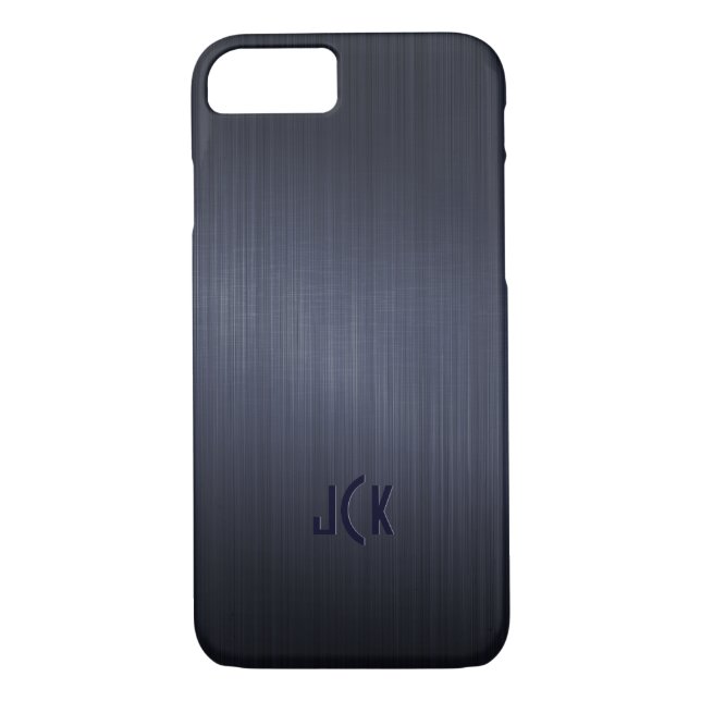 Metallic Dark Blue Brushed Aluminium Look Case-Mate iPhone Case (Back)