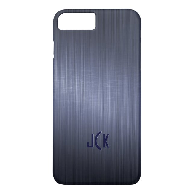 Metallic Dark Blue Brushed Aluminium Look Case-Mate iPhone Case (Back)