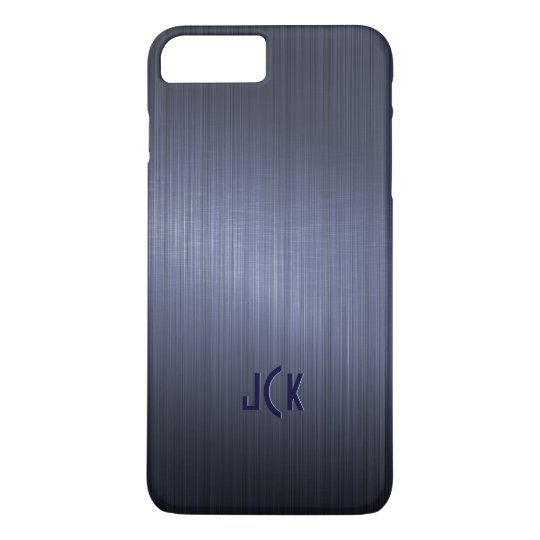 Metallic Dark Blue Brushed Aluminium Look iPhone 7 Plus Case