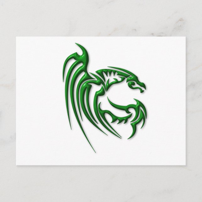 Metallic Dark Green Dragon Postcard (Front)