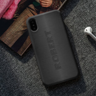Metallic Dark-grey Brushed Aluminium Look iPhone XR Case