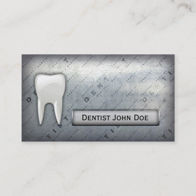 metallic dentist dental office business card (Front)
