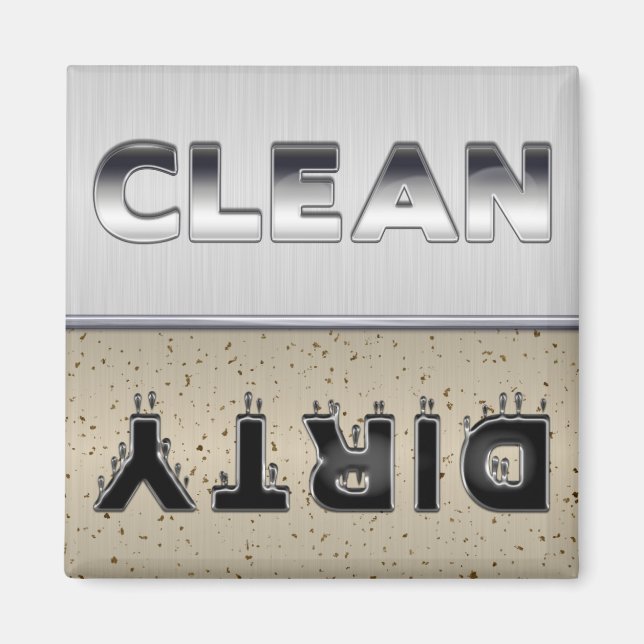 Metallic Design Clean or Dirty Dishwasher Magnet (Front)