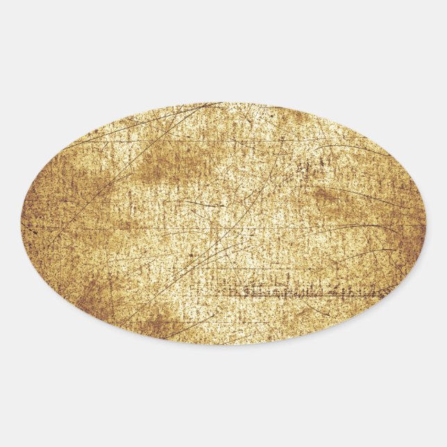 Metallic distressed cool retro brown yellow grunge oval sticker (Front)