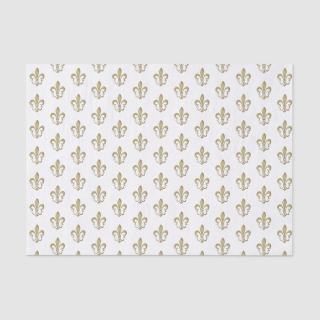 Metallic Dk Gold French Fleur de Lis Tissue Paper (Front)
