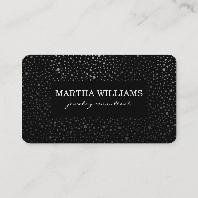 Metallic Dots Pattern Black Business Card (Front)