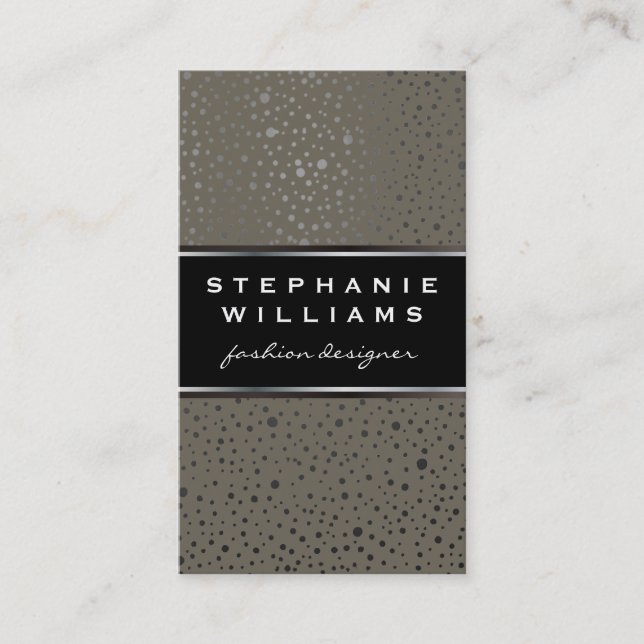 Metallic Dots Pattern Brown Business Card (Front)