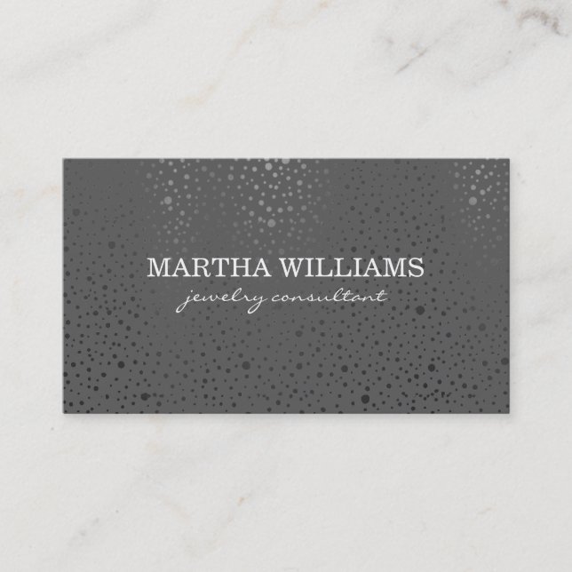 Metallic Dots Pattern Grey Business Card (Front)