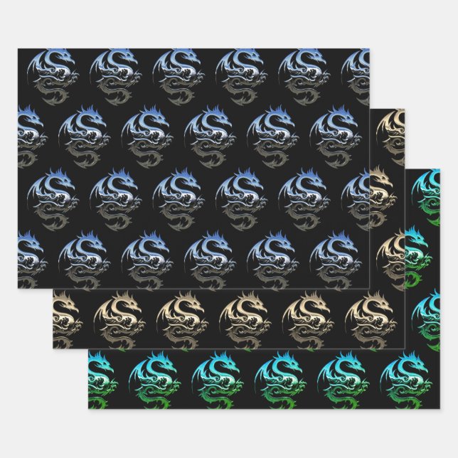 Metallic Dragon Collection Wrapping Paper Sheet (Set)