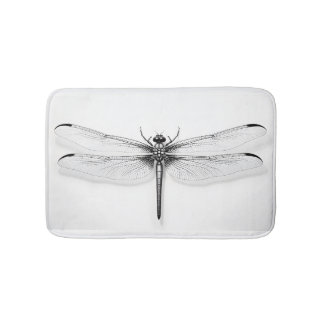 Metallic Dragonfly Printed Bath Mat - Stylish