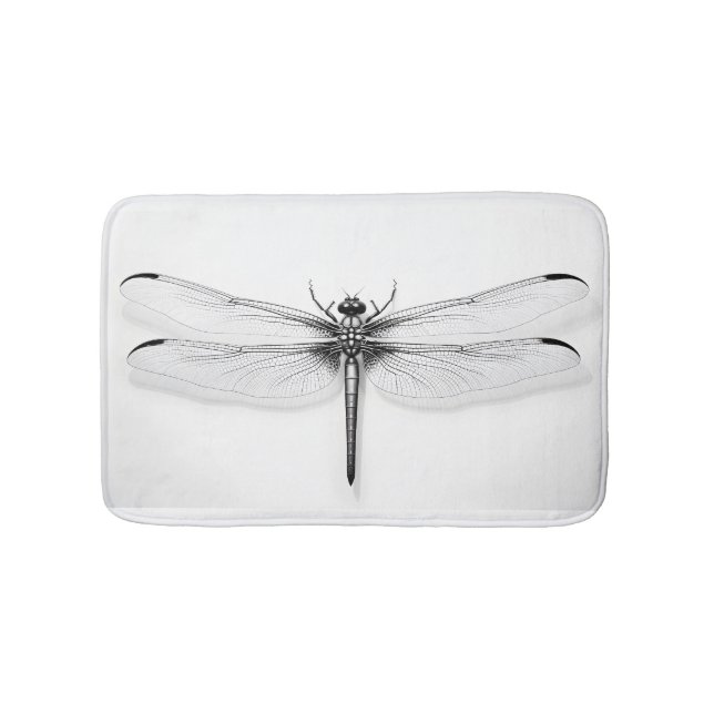 Metallic Dragonfly Printed Bath Mat - Stylish (Front)