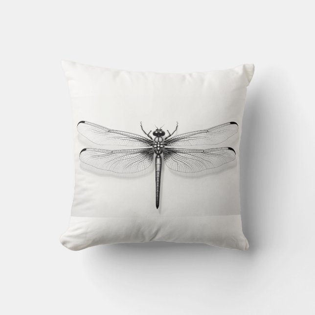 Metallic Dragonfly Throw Pillow - Unique Decor (Front)