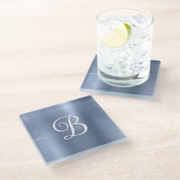Metallic Dusty Blue Curly Monogram