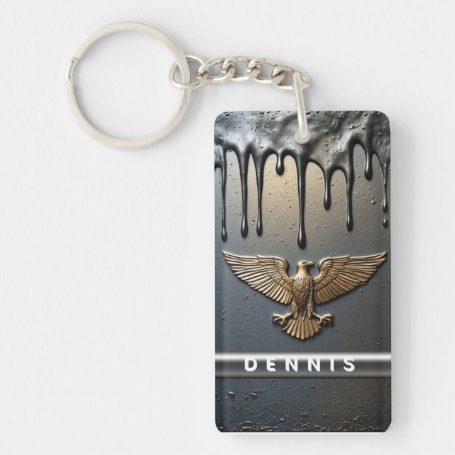 🦅 Metallic Eagle Liquid Gold Edge Charm 🦅 Key Ring (Front)