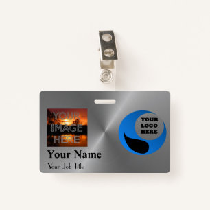Metallic Effect Photo Name Badge Template ID Badge