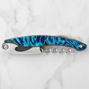 Metallic effect with crooked blue and green image corkscrew