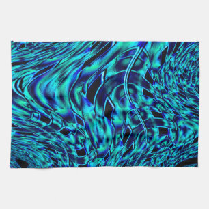 Metallic effect with crooked blue and green image tea towel