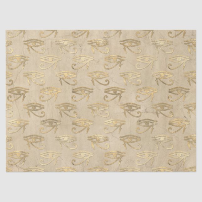 Metallic Egyptian Eye on Ivory Decoupage Tissue Paper (Front)
