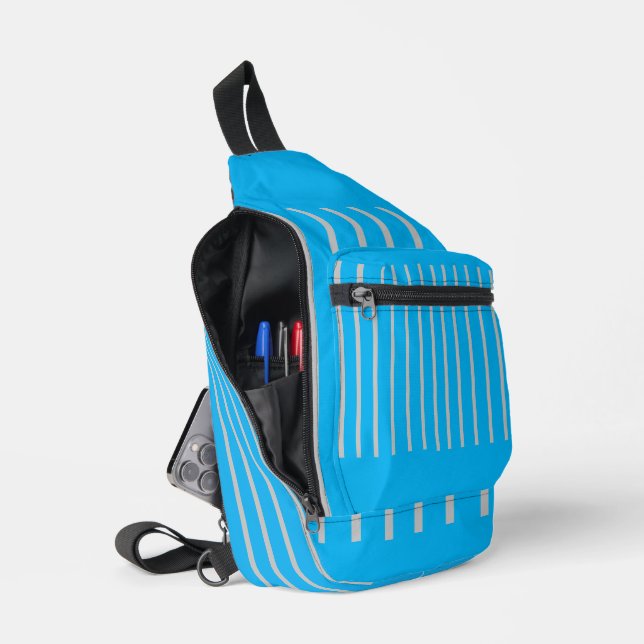 Metallic Electric Blue  Sling Bag (Open)