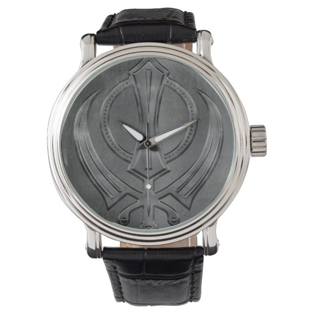 Metallic Embossed Khanda symbol Watch (Front)