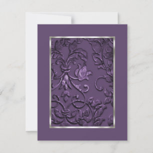 Metallic Embossed Look Damask in Plum Save The Date