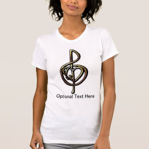Metallic Embossed Musical Treble Clef with Heart T-Shirt