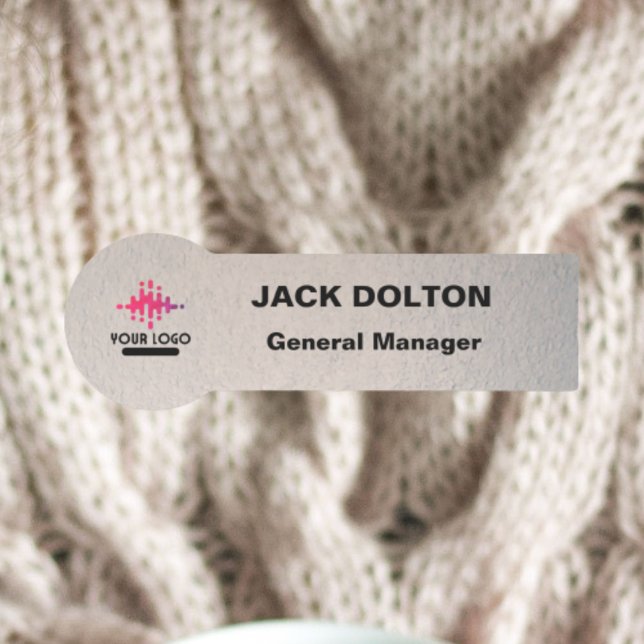 Metallic Employee Name Badge with Custom Logo Text (Creator Uploaded)