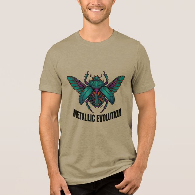 Metallic Evolution Cybernetic Beetle Graphic T-Shi Tri-Blend Shirt (Front)