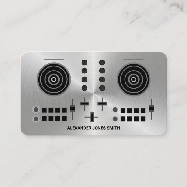 Metallic Faux DJ Business Card (Front)