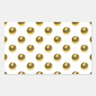 Metallic Faux Foil Gold Golf Balls Background Ball Rectangular Sticker
