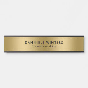 Metallic faux gold background door sign