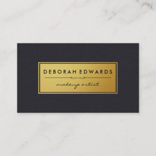 Metallic Faux Gold Label and Leather Business Card
