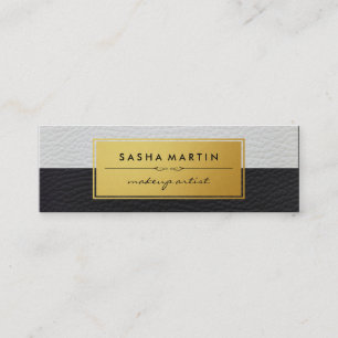 Metallic Faux Gold Label Two Tone Leather Mini Business Card