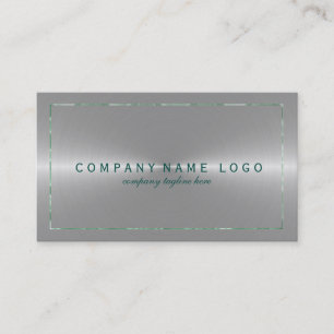 Metallic Faux Silver Grey Stainless Steel Look 3 Business Card