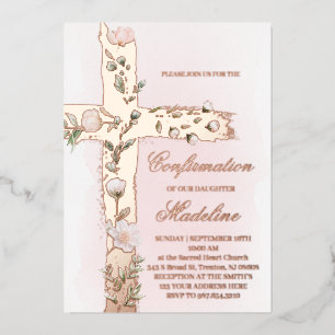 metallic floral Holy cross Confirmation
