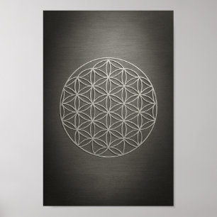 Metallic Flower of Life Art Poster