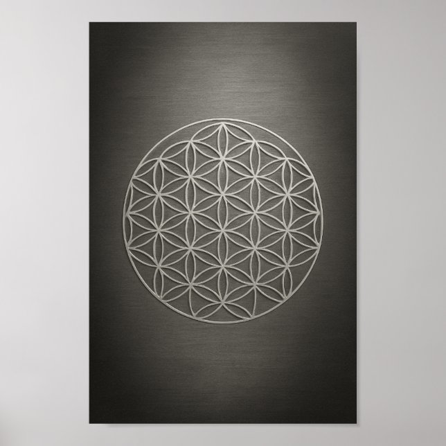 Metallic Flower of Life Art Poster (Front)