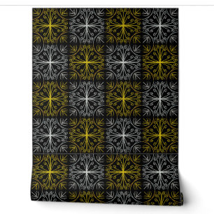 Metallic flower tile abstract wallpaper