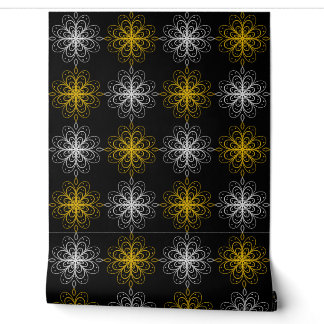 Metallic flower tile gray background wallpaper