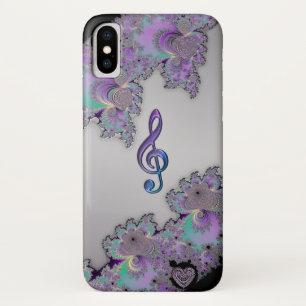 Metallic Fractal Music Clef iPhone Case