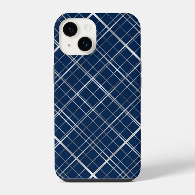 Metallic Frame Pattern.b D Blue BG iPhone Case (Back)