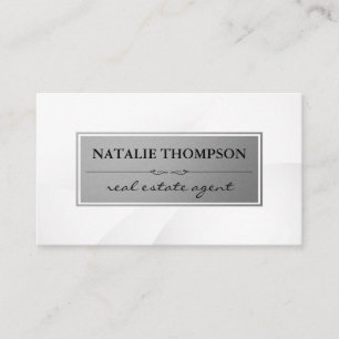 Metallic Frame   White Background Business Card