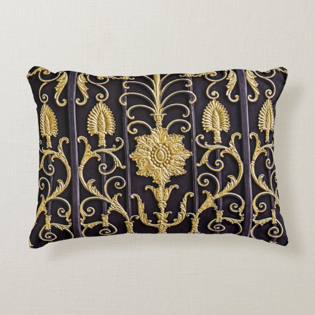 Metallic gate, intricate pattern design. decorative cushion (Front)