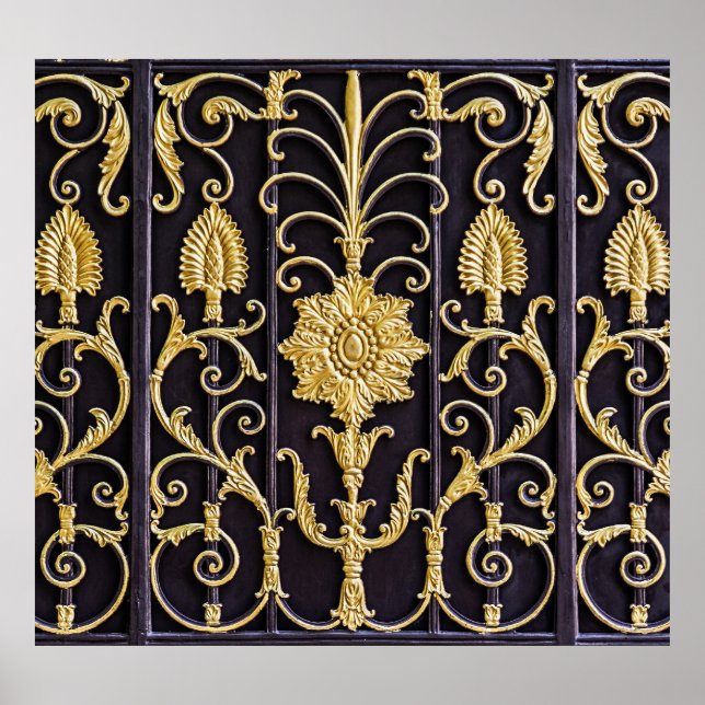 Metallic gate, intricate pattern design. poster (Front)