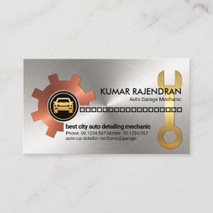 Metallic Gear Drive Chain Wrench Mechanic Business Card