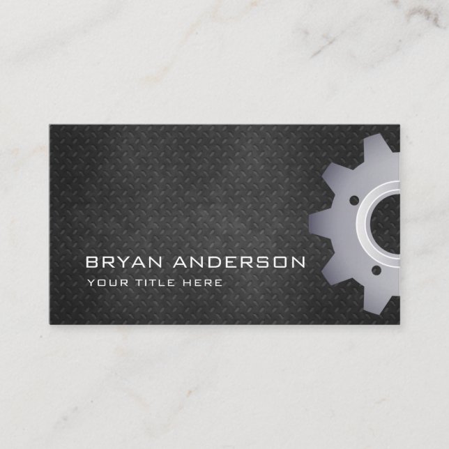 Metallic - Gears Mechanic Business Card (Front)