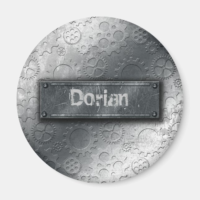 Metallic Gears with Bolted Label –Add Name- Magnet (Front)